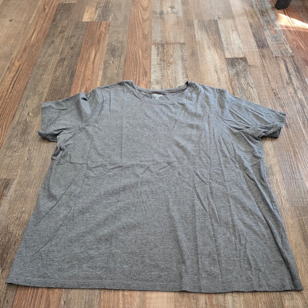 Lands End T-Shirt Womens 1X Grey Supima Cotton Relaxed Fit Short Sleeve Tee